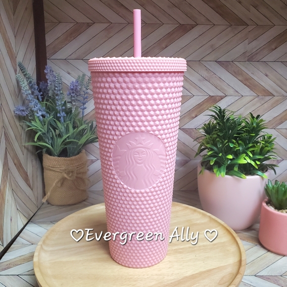Starbucks Accessories - Starbucks Taiwan Baby Pink Matte Studded Tumbler Overseas 💕